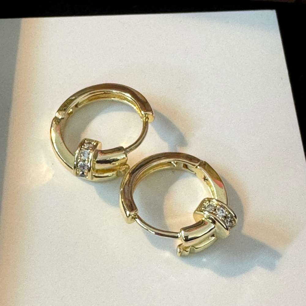 Elegant Gold Hoop Earrings with Crystal Accents